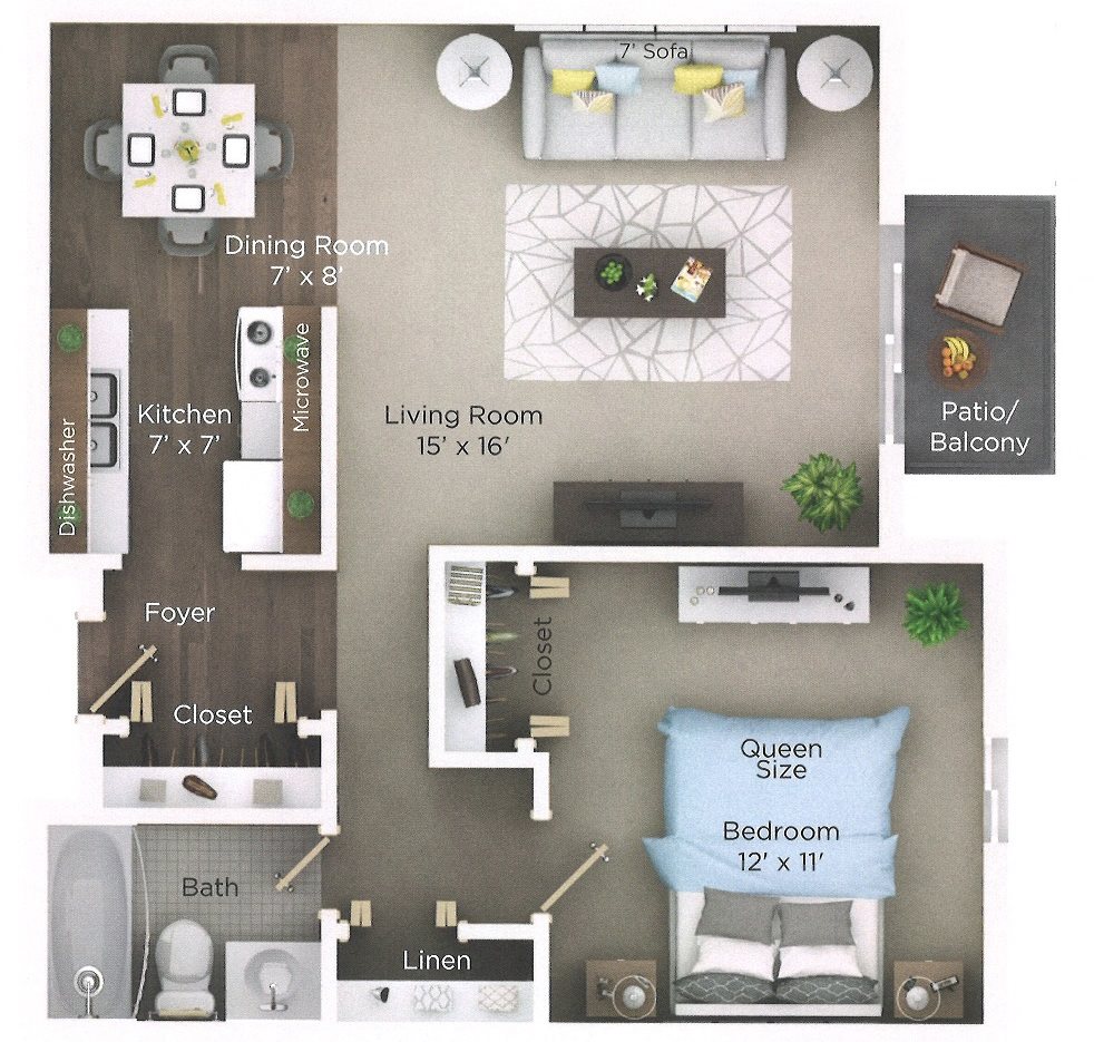 One Bedroom Floor Plan One Bedroom floor plan